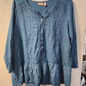 LOGO Lavish Button Down Blouse